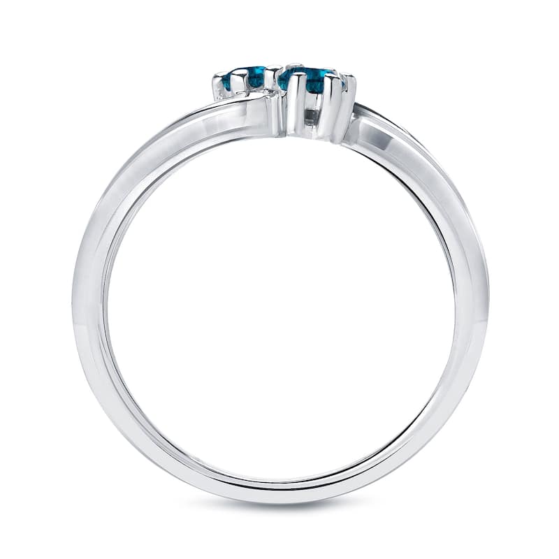 Auriya 1ctw Round 2 Stone Blue Diamond Ring 14k Gold