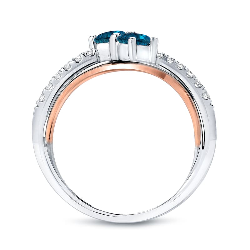 Auriya 14k Two-Tone Gold 1/2ct TDW Round 2-Stone Blue Diamond Engagement Ring (H-I, SI2-SI3)