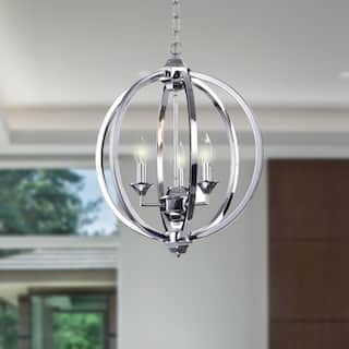 Birgir Chrome Metal 17-inch Round Pendant Light