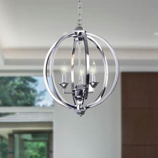 Birgir Chrome Metal 17-inch Round Pendant Light