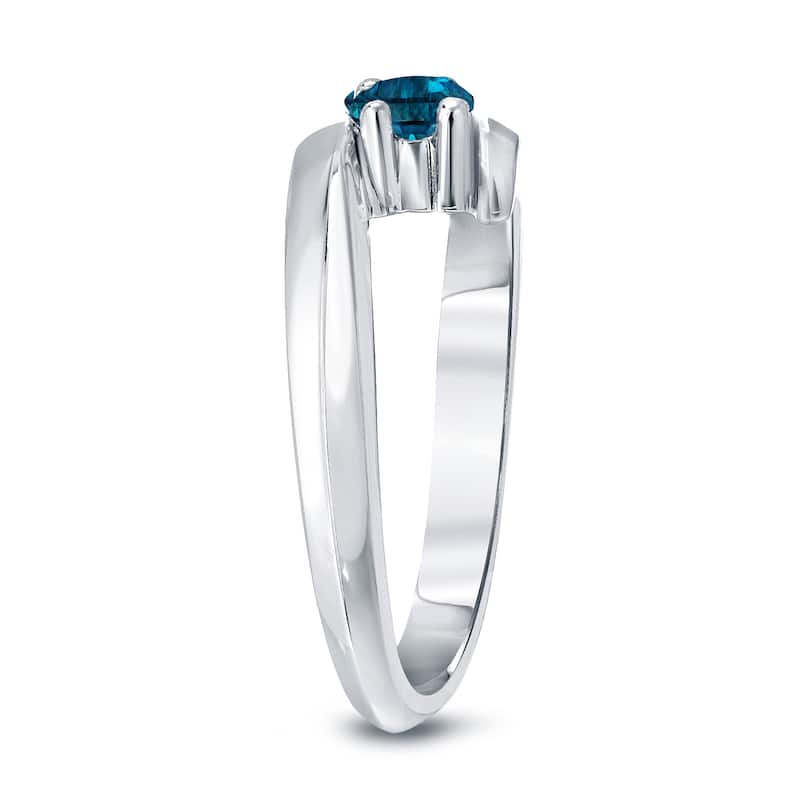 Auriya 14k Gold 1/2ct TDW Round 2-Stone Blue Diamond Engagement Ring