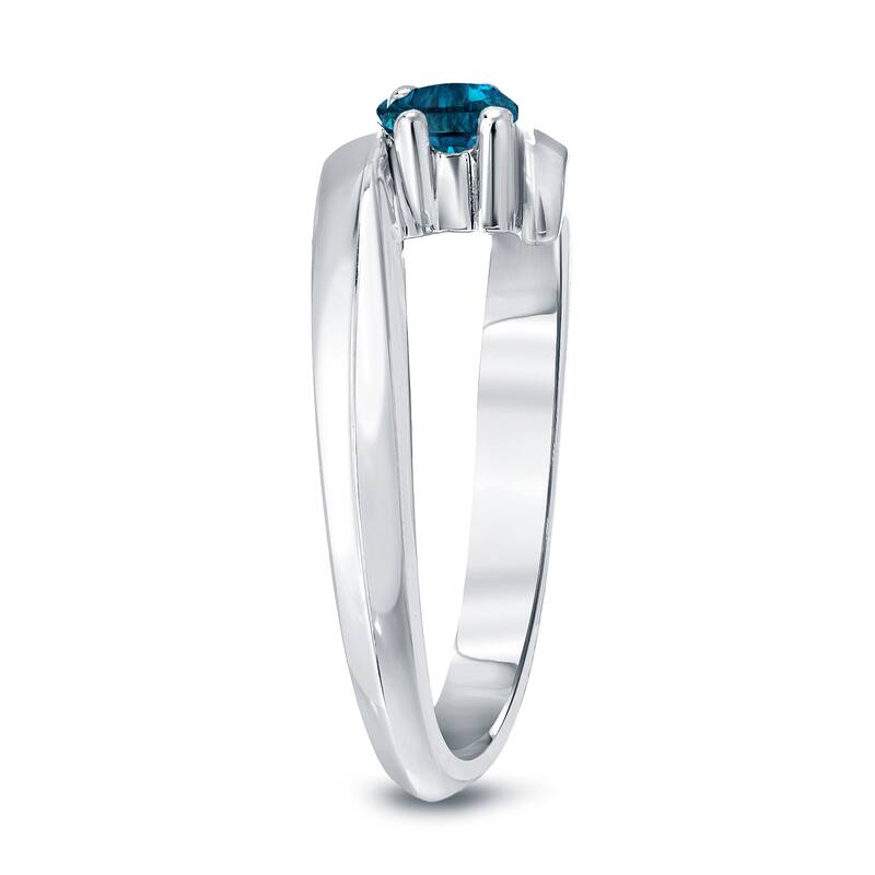 Auriya 3/4ctw Round 2 Stone Blue Diamond Ring 14k Gold