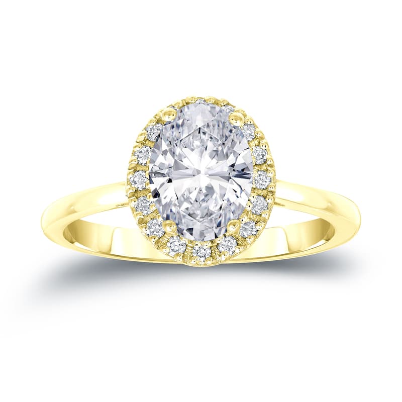 Auriya 1 3/5ctw Halo Oval Diamond Engagement Ring 14k Gold Certified
