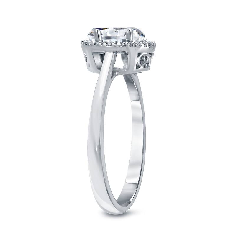 Auriya 14k Gold 1 1/8ct TDW Certified Oval Diamond Halo Engagement Ring