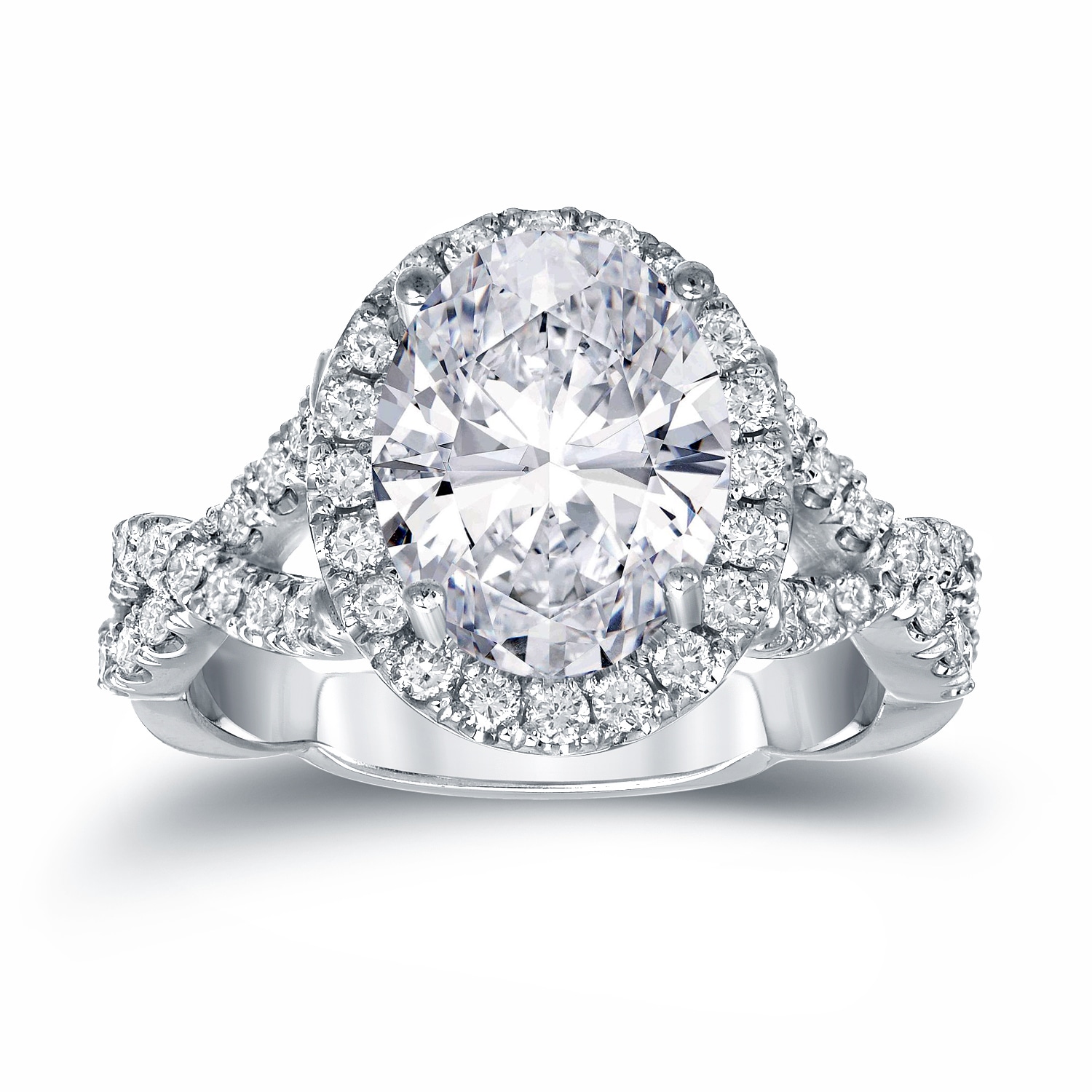 Auriya 3 1/8ctw Certified Halo Oval Diamond Engagement Ring 14k Gold