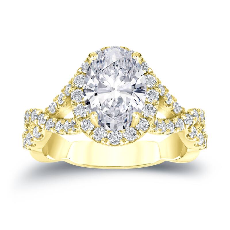 Auriya 2 1/8ctw Certified Halo Oval Diamond Engagement Ring 14k Gold