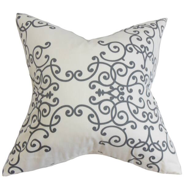 Fianna Floral Euro Sham White Gray - Overstock - 13331796