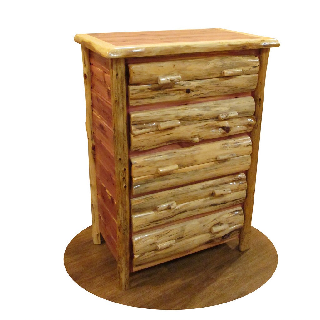 Shop Rustic Red Cedar Log 5 Drawer Dresser Overstock 13338830