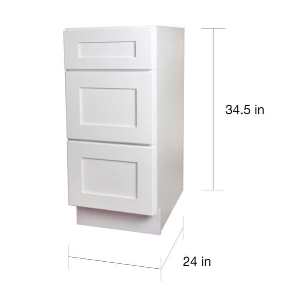 Shop White Shaker 3 Drawer Kitchen Base Cabinet Overstock 13338871