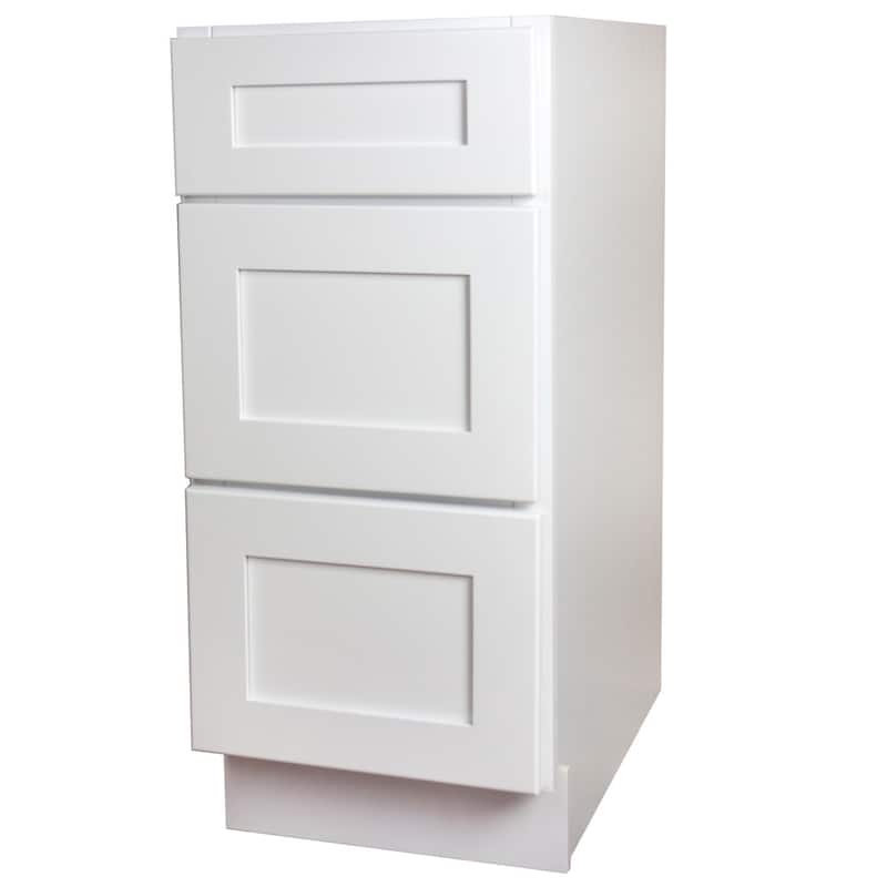 White Shaker 3 Drawer Kitchen Base Cabinet