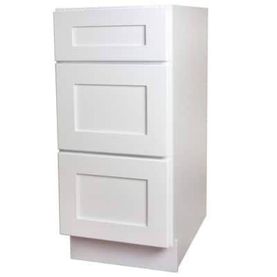 White Shaker 3 Drawer Kitchen Base Cabinet