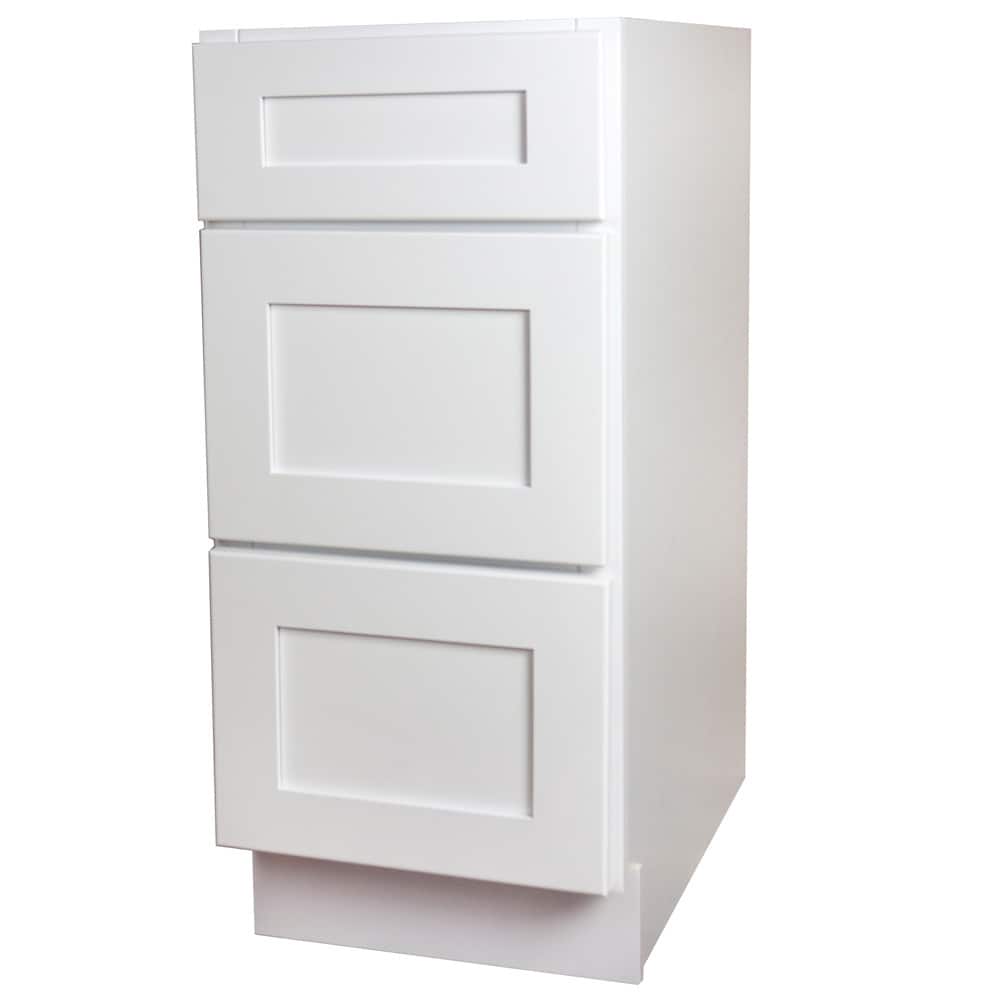 White Shaker 3 Drawer Kitchen Base Cabinet