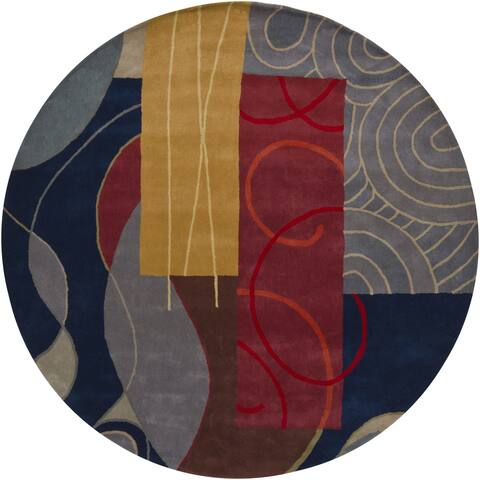 Artist's Loom Hand-Tufted Contemporary Abstract Pattern New Zealand Wool Rug (7'9" Round)