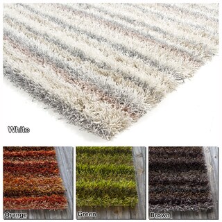 Artist's Loom Hand-Woven Contemporary Solid Pattern Shag Rug (7'9