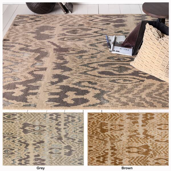 Ikat Pattern Rug Artist's Loom Hand-Tufted Contemporary Ikat Pattern Rug (9'x13') - Bed ...