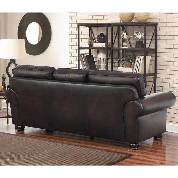 Abbyson Braxton Brown Bonded Leather Sofa - Bed Bath & Beyond
