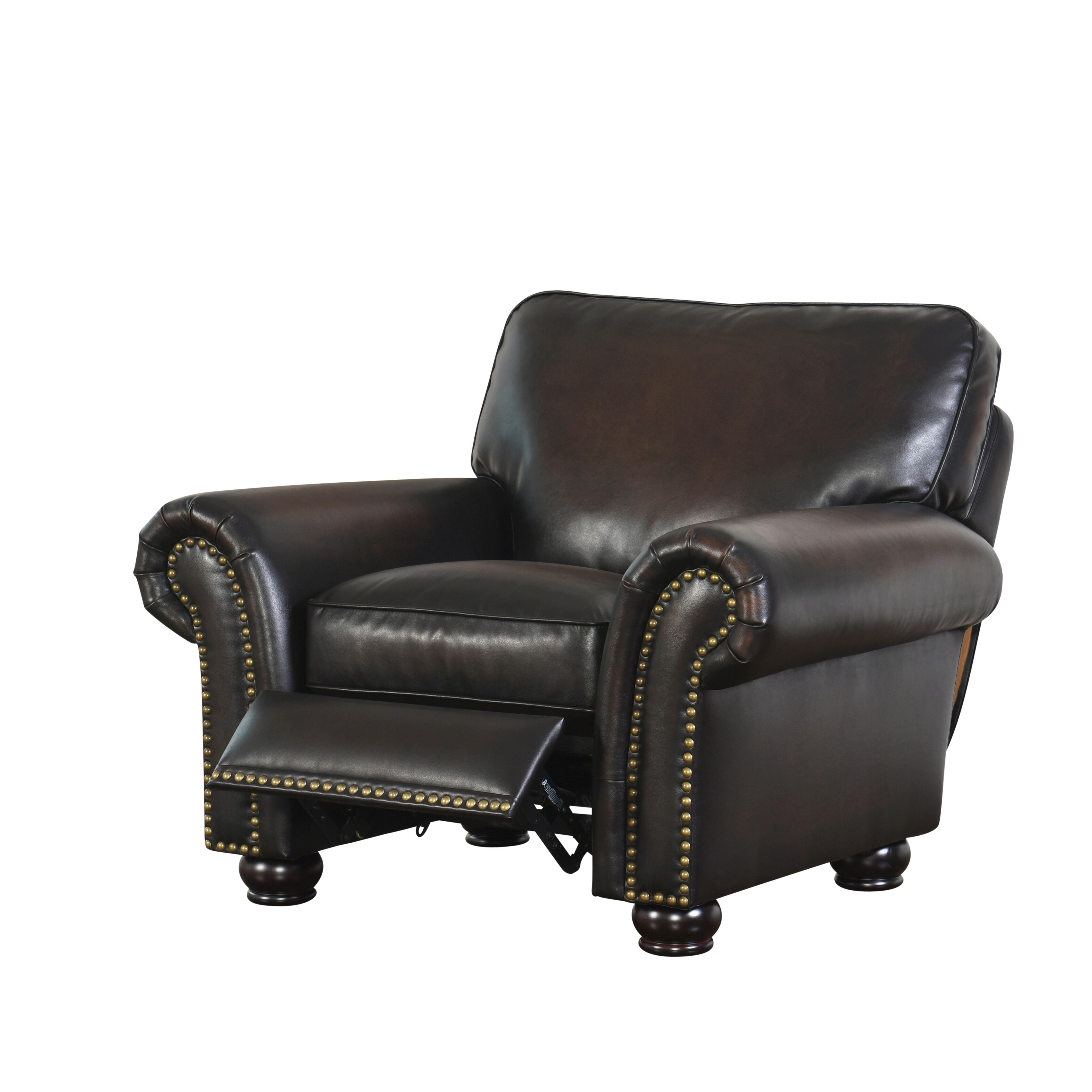 Abbyson Braxton Brown Bonded Leather Push back Recliner