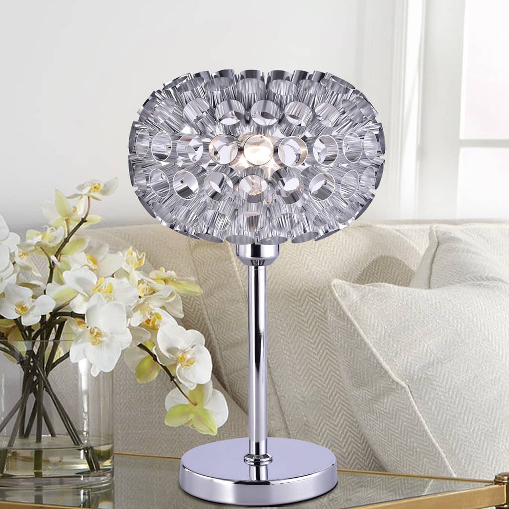 Tubular Bells Silver 10-inch Round Table Lamp