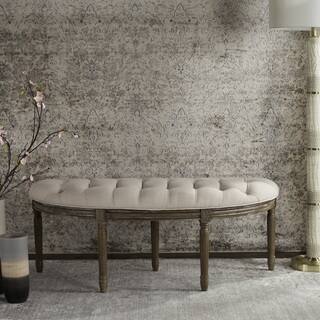 slide 1 of 1, Safavieh Abilene Tufted Rustic Semi Circle Beige Bench