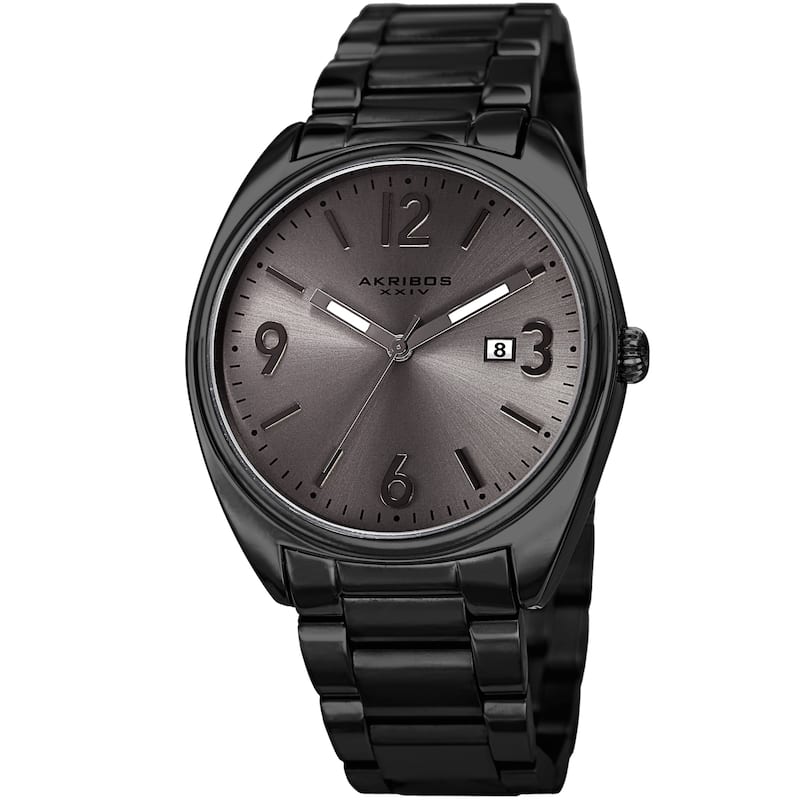 Akribos XXIV Men's Date Stainless Steel Bracelet Watch - Black