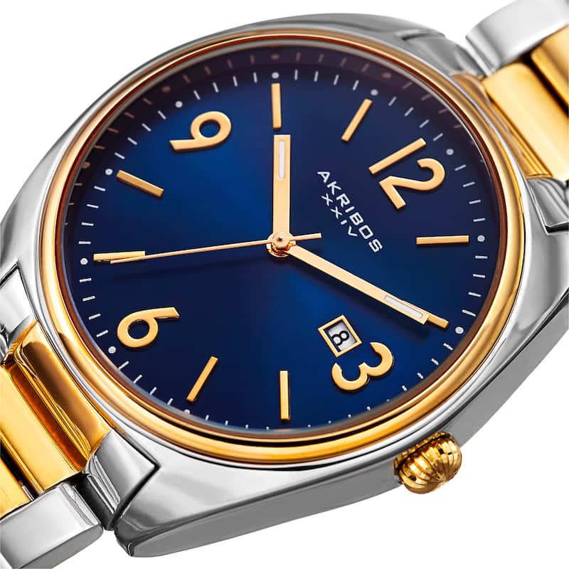 Akribos XXIV Men's Quartz Date Stainless Steel Two-Tone Bracelet Watch
