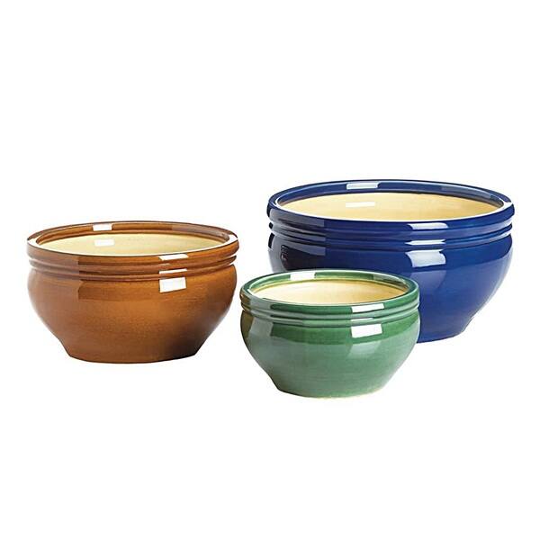 Bright Tri Color Ceramic Plant Flower Pots Set Of 3 Overstock 13342084