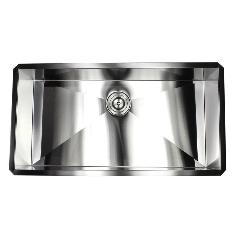 36-inch Stainless Steel Zero Radius Single Bowl 16-gauge Undermount Kitchen Sink