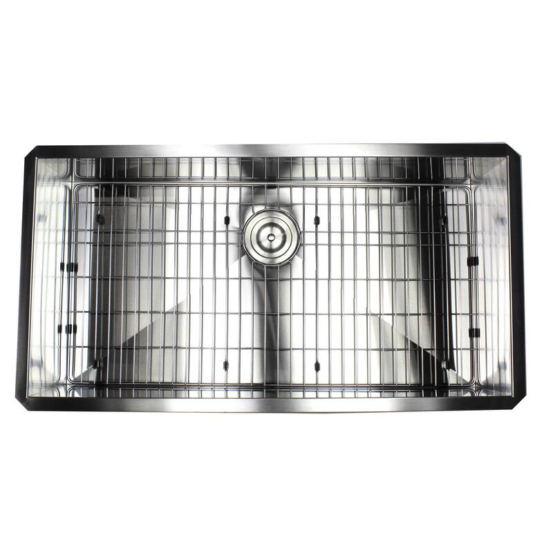 36-inch Stainless Steel Zero Radius Single Bowl 16-gauge Undermount Kitchen Sink
