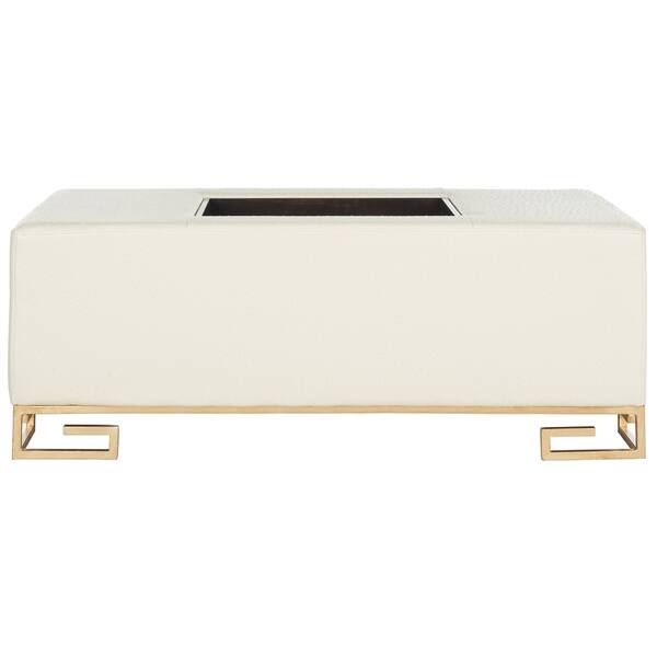 Safavieh Julian Faux Ostrich Tray Cream Ottoman/Coffee Table (As Is