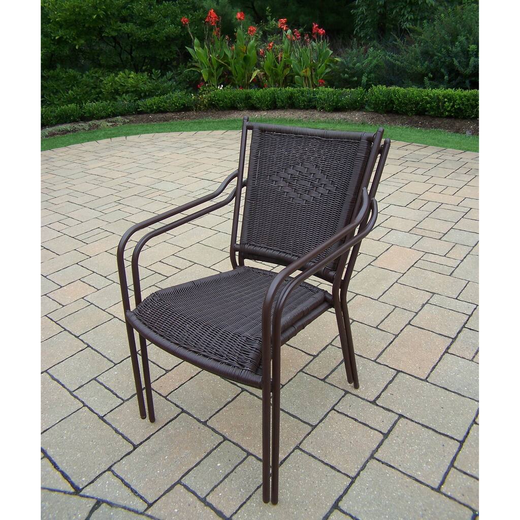 Merit Stackable Straight Back Brown Wicker Chairs (Set of 4)