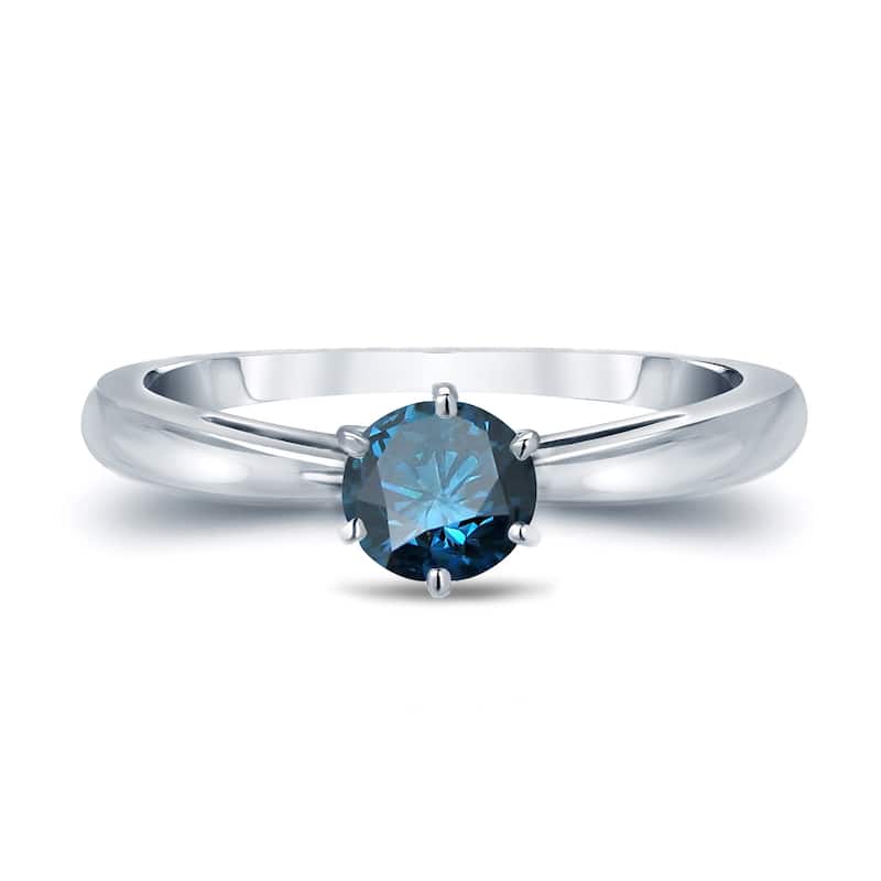 Auriya 14k Gold 1/4ctw Solitaire Blue Diamond Engagement Ring 6-Prong