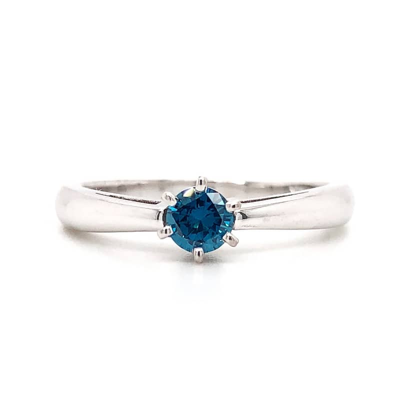 Auriya 14k Gold 1/4ctw Solitaire Blue Diamond Engagement Ring 6-Prong