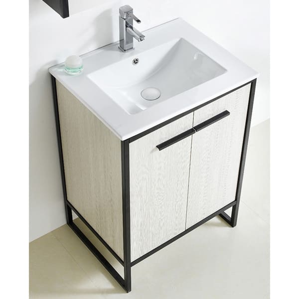 Vdara 24" Silver Gray Bathroom Vanity Cabinet Set