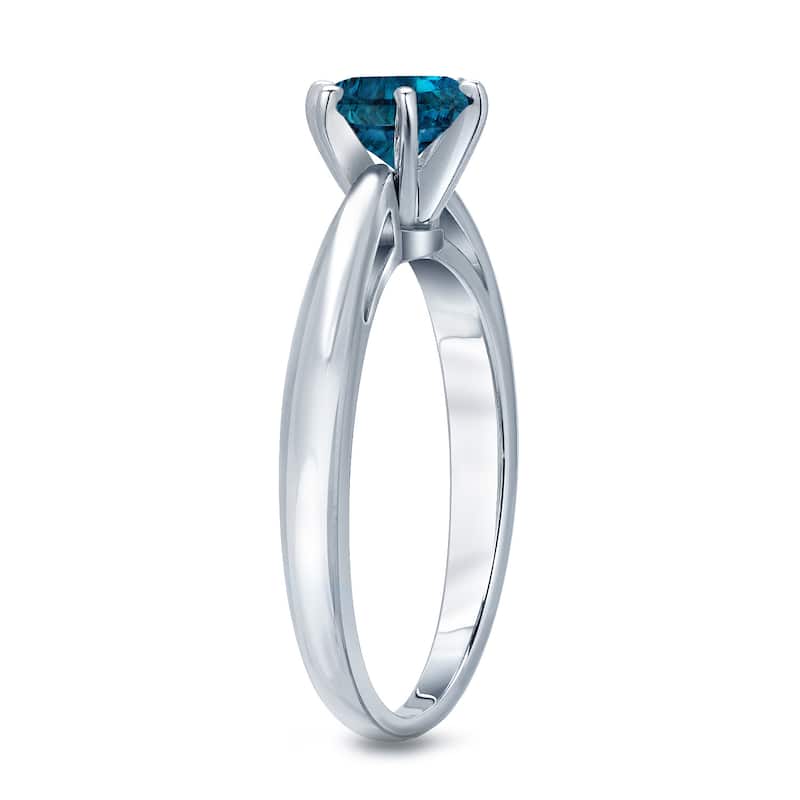 Auriya 14k Gold 1/3ctw Solitaire Blue Diamond Engagement Ring 6-Prong (SI2-SI3)