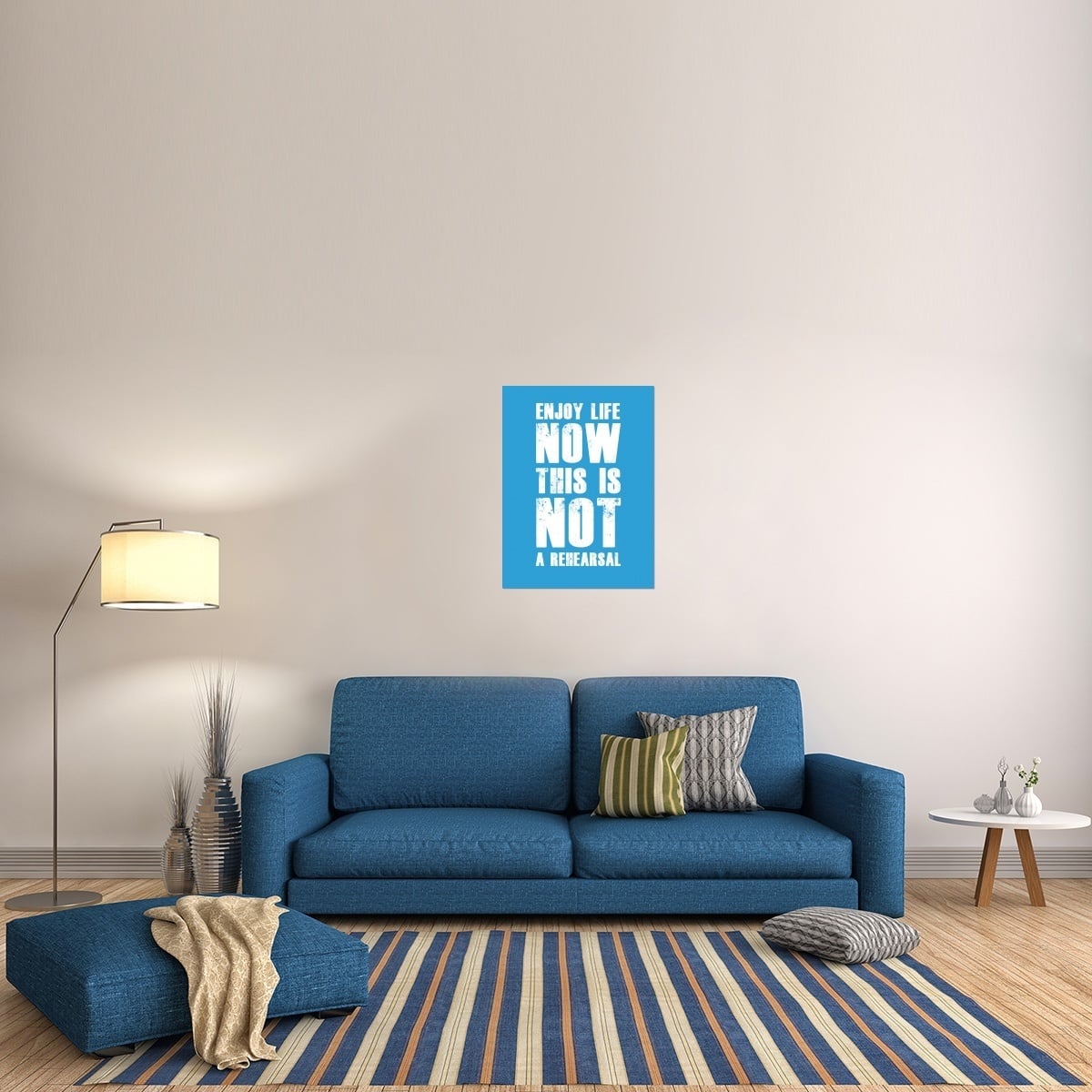 NAXART Studio 'Enjoy Life Now Poster Blue' Stretched Canvas Wall Art ...