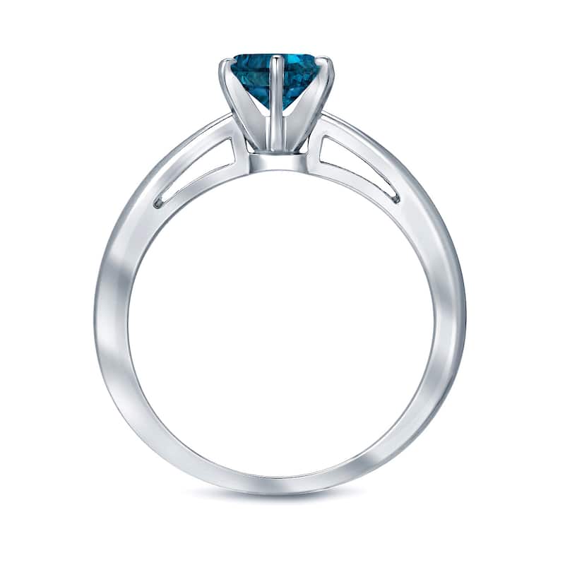 Auriya 1/2ctw Round Solitaire Blue Diamond Ring 14k Gold 6 Prong (SI2-SI3)