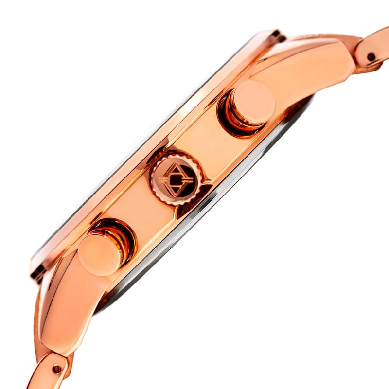 Akribos XXIV Men's Swiss Quartz Chronograph Multifunction Stainless Steel Rose-Tone Bracelet Watch