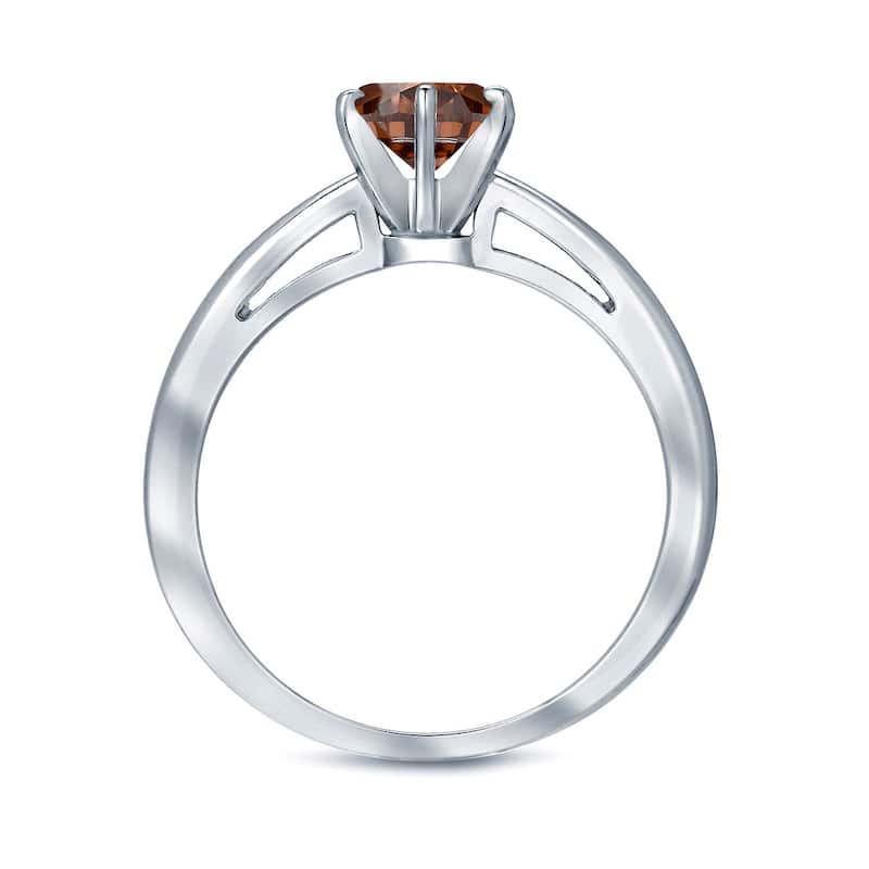 Auriya 1/4ctw 6 Prong Round Solitaire Brown Diamond Ring 14k Gold