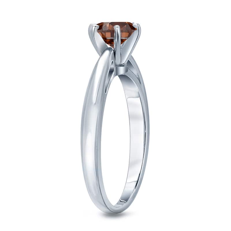 Auriya 1/4ctw 6 Prong Round Solitaire Brown Diamond Ring 14k Gold