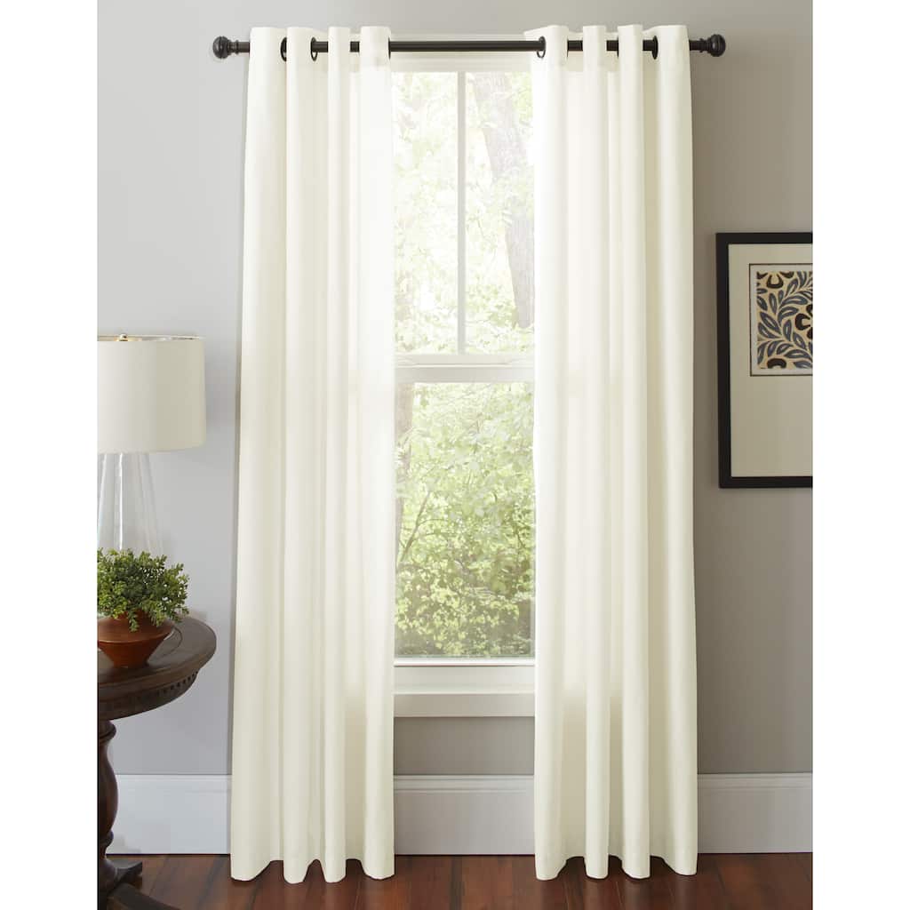 Pointehaven Cotton Solid-color Grommet Window Curtain Panel Pair