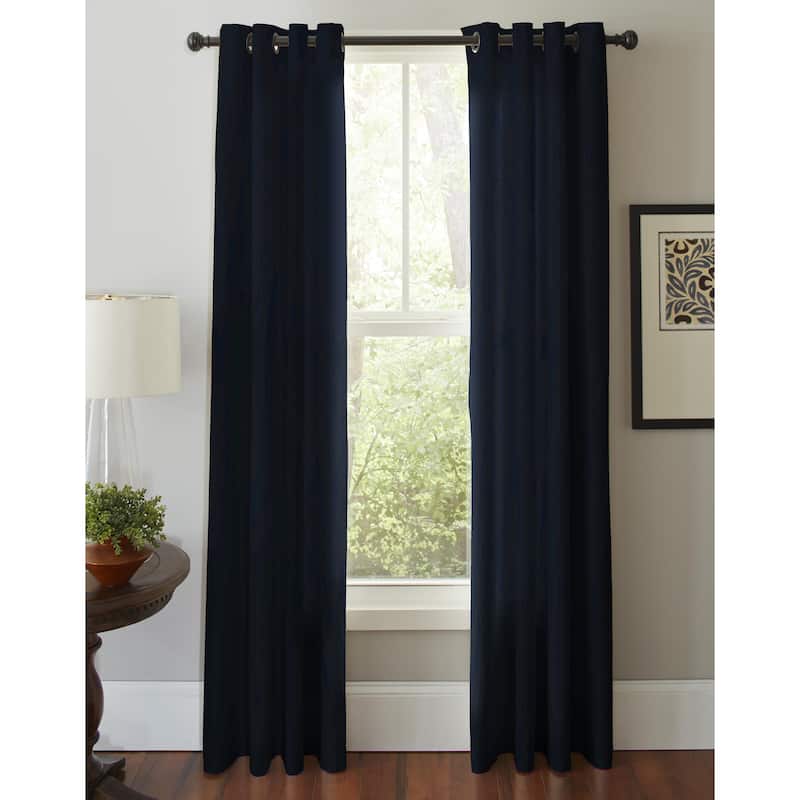 Pointehaven Cotton Solid-color Grommet Window Curtain Panel Pair