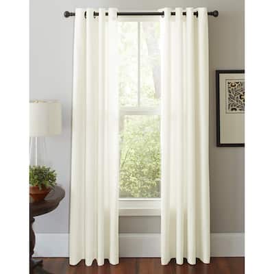 Pointehaven Cotton Solid-color Grommet Window Curtain Panel Pair
