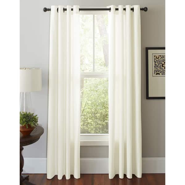 slide 2 of 5, Pointehaven Cotton Solid-color Grommet Window Curtain Panel Pair