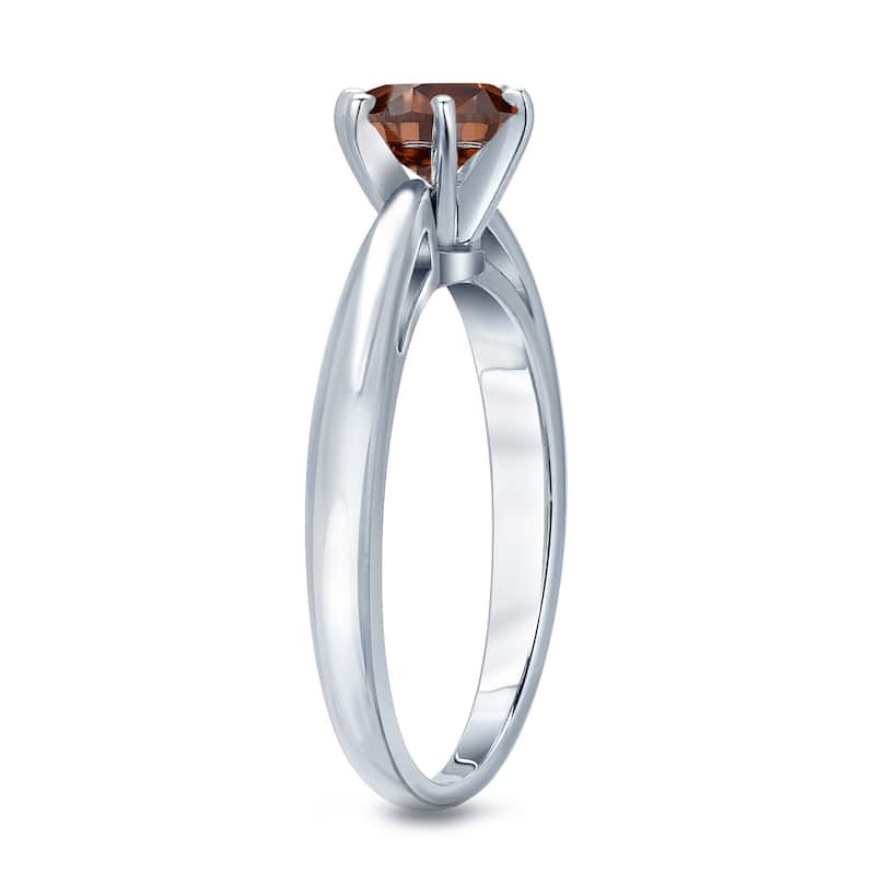 Auriya 1/2ctw 6 Prong Round Solitaire Brown Diamond Ring 14k Gold