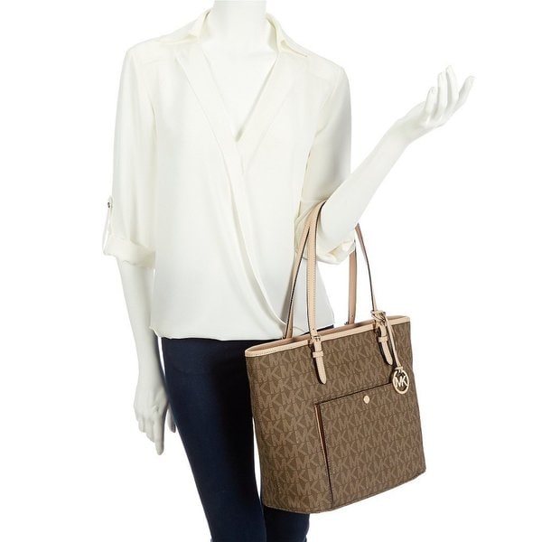 michael kors jet set large top zip snap pocket tote