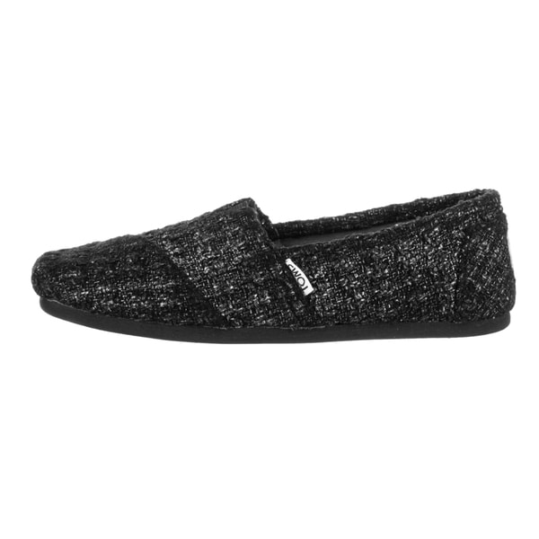 black glitter toms size 10