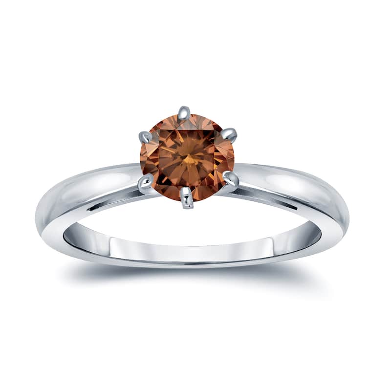 Auriya 14k Gold 3/4ctw Solitaire Brown Diamond Engagement Ring 6-Prong