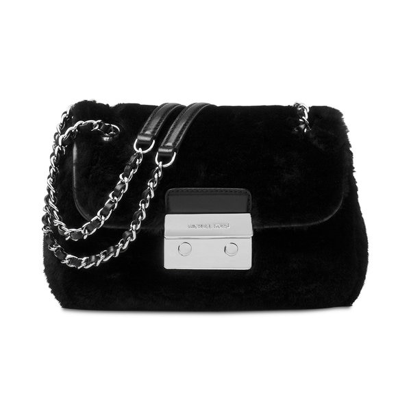Shop Michael Kors Sloan Black Wool Small Shoulder Bag with Chain Strap - Free Shipping Today ...