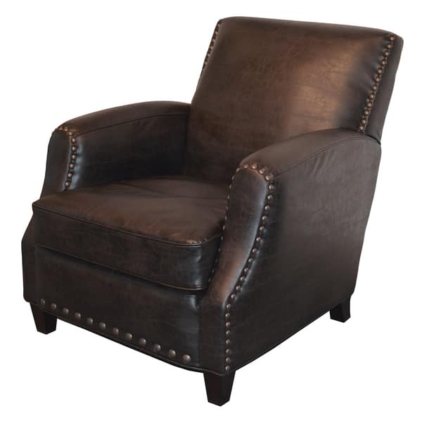 Shop Westwood Leather Club Chair With Nailheads Free Shipping