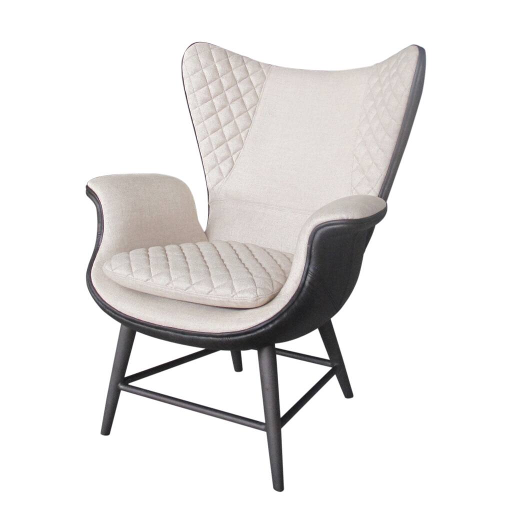 Sonoma Top Grain Leather and Linen Wing Chair